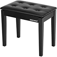 Neewer Taburete Banco Piano Madera con Almacenamiento Partituras Asiento Solo Negro Cojín Cuero PU Construcción Madera…